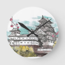 Ilustração de Aquarela do Japão no Castelo de Osak