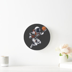 Relógio Redondo Ilustração de basquete astronauta
