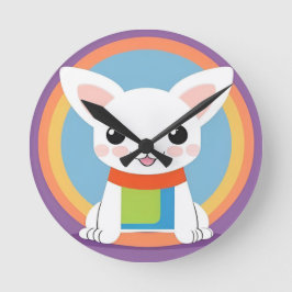 Relógio Redondo Ilustração de Cachorro de Cartoon Bonito