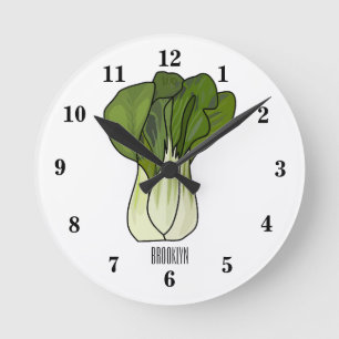 Relógio Redondo Ilustração de desenho animado Bok choy