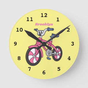 Relógio Redondo Ilustração de desenho animado de bicicleta de cr