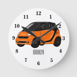 Relógio Redondo Ilustração de desenho animado de microcarro