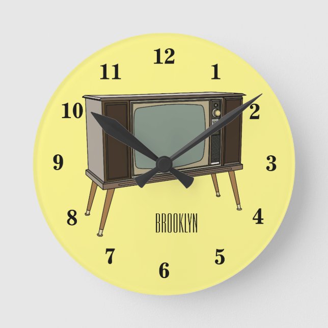 Relógio Redondo Ilustração de desenho animado de televisão (Frente)