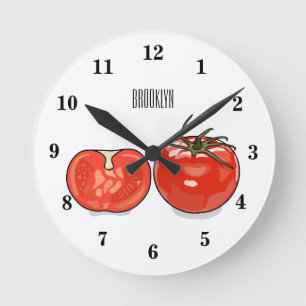 Relógio Redondo Ilustração de desenho animado de tomate