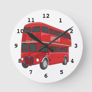 Relógio Redondo Ilustração de desenho de barramento de dois andare