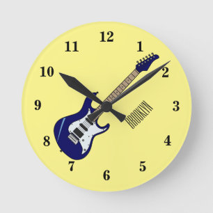 Relógio Redondo Ilustração de desenho de guitarra elétrica