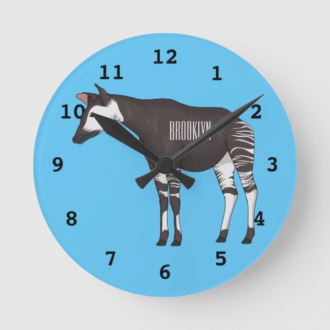 Relógio Redondo Ilustração de desenho em Okapi (Frente)