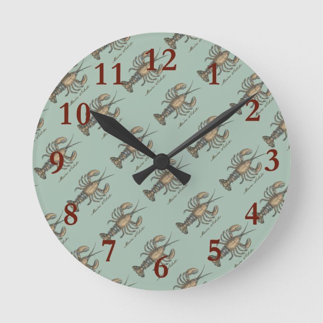 Relógio Redondo Ilustração de Lagosta Madeira Antica (Frente)