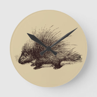 Relógio Redondo ilustração de porcupine Vintage