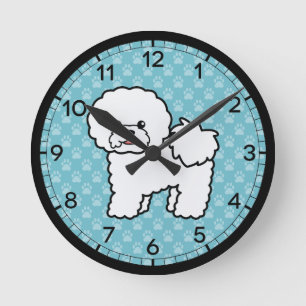 Relógio Redondo Ilustração do Cachorro Bichon Frise de Bichon