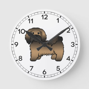 Relógio Redondo Ilustração do Cão de Cartoon Bonito Brindle Havane