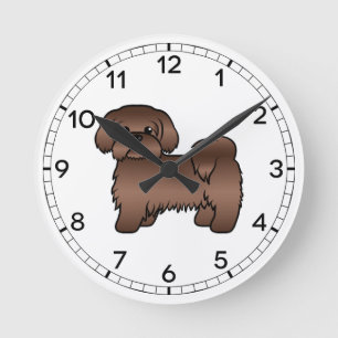 Relógio Redondo Ilustração do Cão de Cartoon Gelado de Fígado Brow