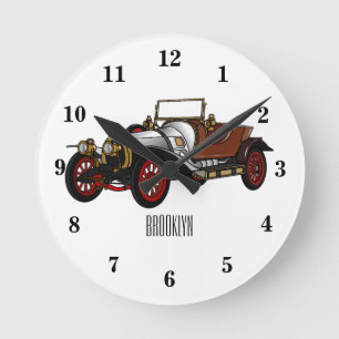Relógio Redondo Ilustração do desenho animado Classic car 1920