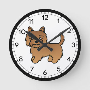 Relógio Redondo Ilustração do desenho animado de Cachorro Terrier 