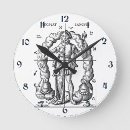 Relógio Redondo Ilustração Vintage de Sinais Zodiac