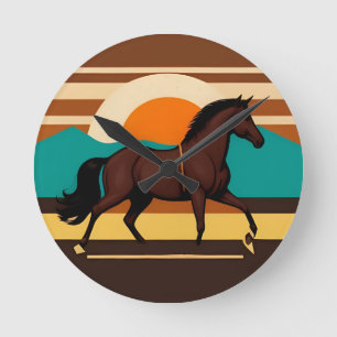 Relógio Redondo Ilustração Vintage de um Cavalo