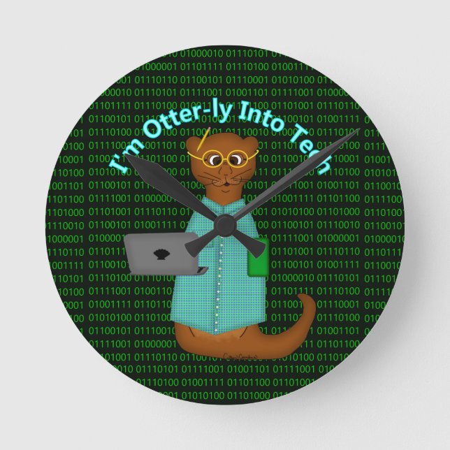 Relógio Redondo I'm Otter-ly Into Tech (Frente)