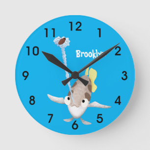 Relógio Redondo Imagem de desenho animado de Arquerfish em Cute