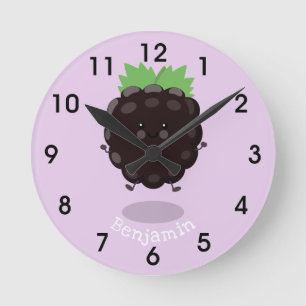 Relógio Redondo Imagem de desenho animado roxo de amora doce e fel