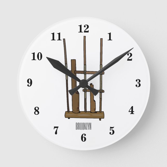 Relógio Redondo Imagem de desenhos angklung (Frente)