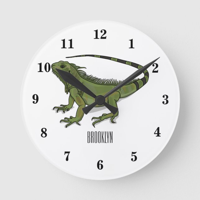 Relógio Redondo Imagem do desenho de Iguana (Frente)