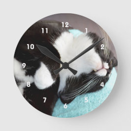 Relógio Redondo imagem do gatinho do tuxedo cat chin