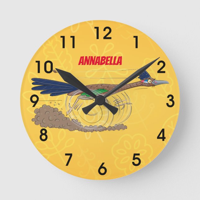 Relógio Redondo Imagem engraçada de desenho animado de pássaros (Frente)