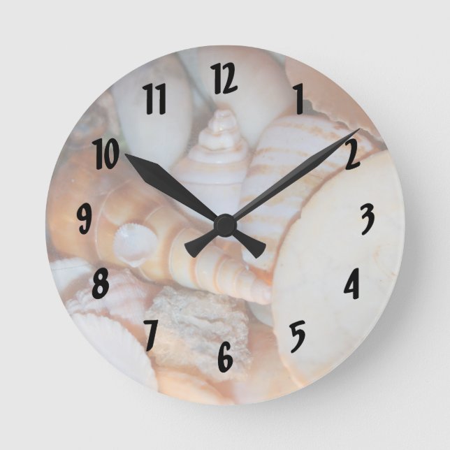 Relógio Redondo imagens de conchas da flórida de muitos conchas (Frente)