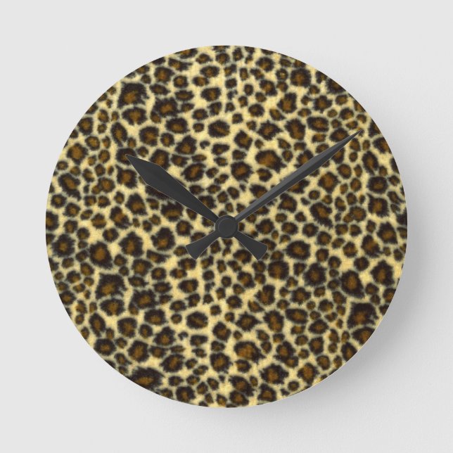 Relógio Redondo Impressão de leopardo (Frente)