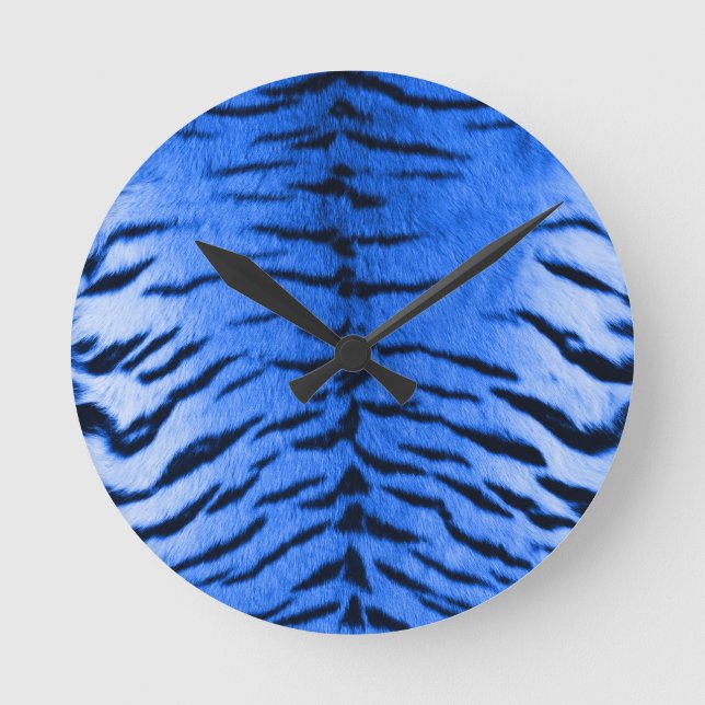 Relógio Redondo Impressão de Pele de Tigre Azul do Deserto (Frente)