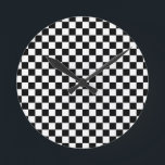 Relógio Redondo Impressão digital de xadrez preto e branco<br><div class="desc">Relógio digital de Impressão de xadrez preto e branco de Gerson Ramos.</div>