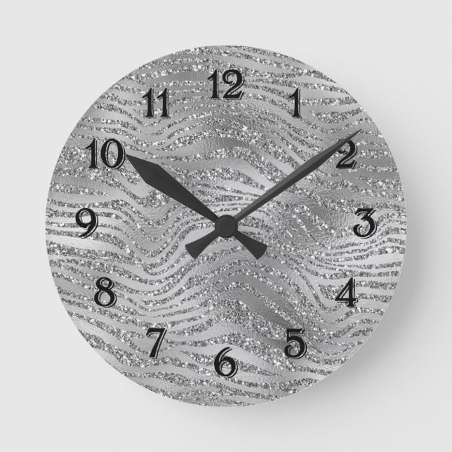 Relógio Redondo Impressão em Zebra Glitz (Frente)