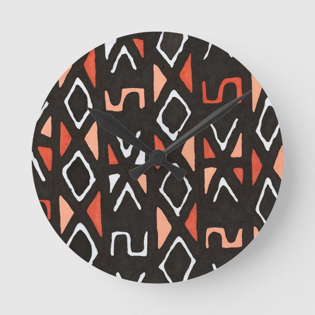 Relógio Redondo Impressão tribal de Mudcloth do africano (Frente)