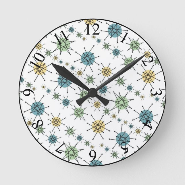 Relógio Redondo Impulso Atômico da Idade do Espaço do Hipster Retr (Frente)