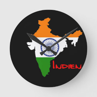 Relógio Redondo Indien Flagge Uhr