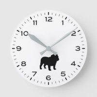 Inglês Bulldog Silhouette com Horas e Minutos