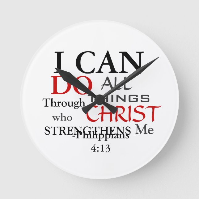 Relógio Redondo Inspirando FILIPIANOS 4:13 (Frente)