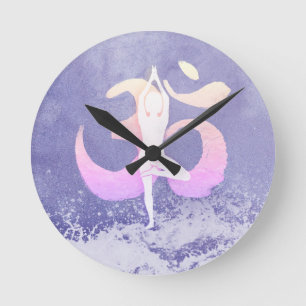 Relógio Redondo Instrutor de Meditação Yoga Pose Om Sinal Muito Pe