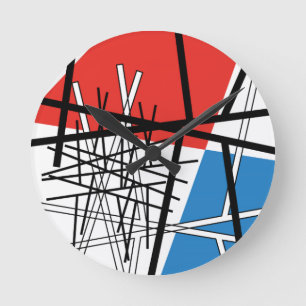 Relógio Redondo Interseção de Linhas e Planos - Arte Abstrata