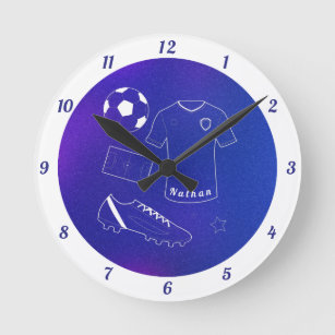 Relógio Redondo Inventário de futebol Gradiente Azul e Meninos de 
