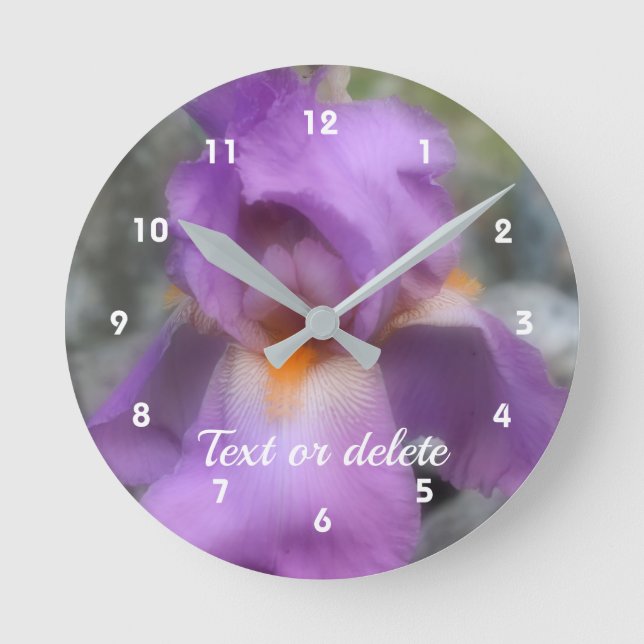 Relógio Redondo Íris Flor de Lavanda com Barba Personalizada (Frente)