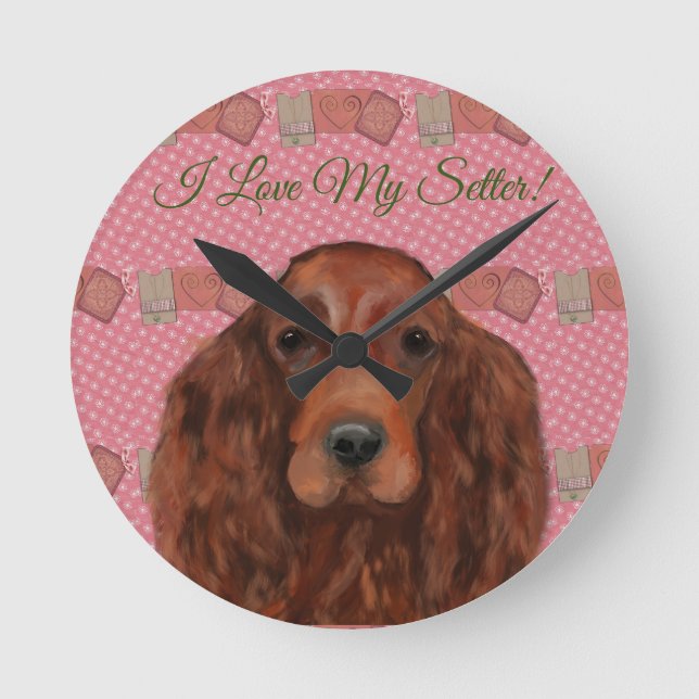 Relógio Redondo Irish Red Setter (Frente)