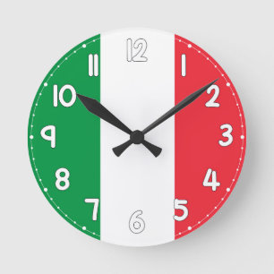 Relógio Redondo Italian Flag Wall Clock - Flag of Italy