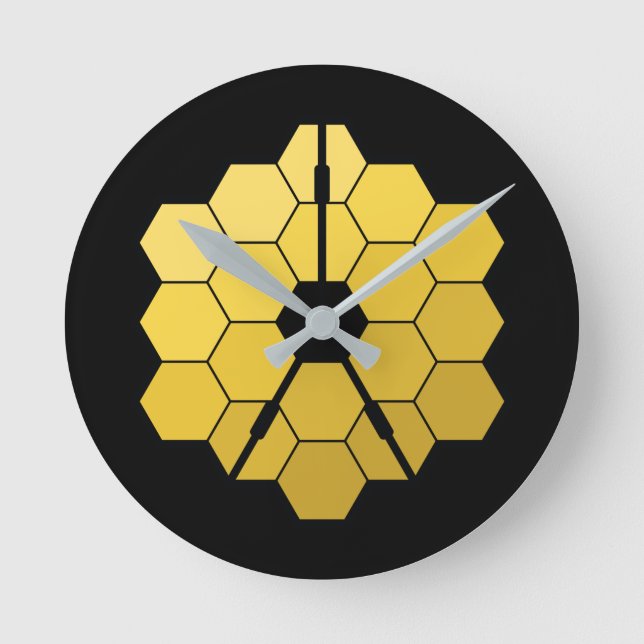 Relógio Redondo James Webb Space Telescope (JWST) Golden Mirror Th (Frente)