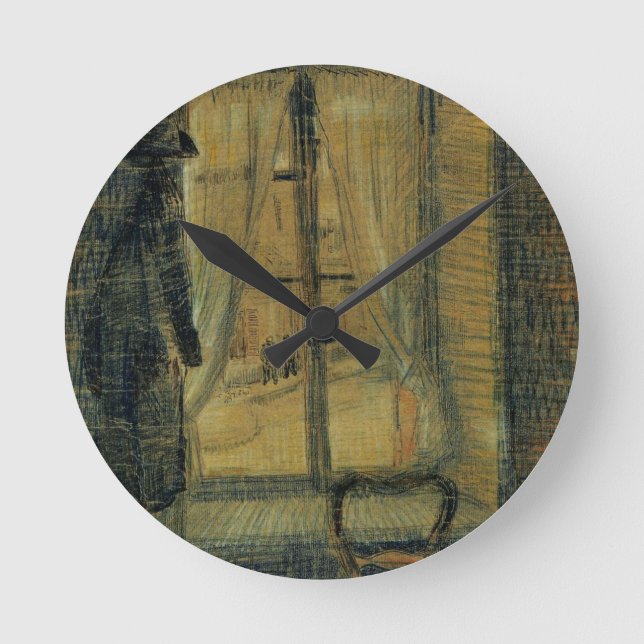 Relógio Redondo Janela no Restaurante Bataille por Vincent van Gog (Frente)