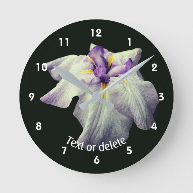 Relógio Redondo Japanese Iris Flower Personalized  (Frente)