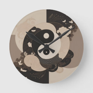 Relógio Redondo Japonês Art Yin Yang