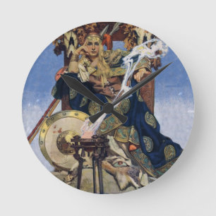 Relógio Redondo JC Leyendecker Rainha Maeve Guerreira Celta