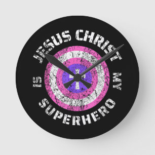 Relógio Redondo Jesus Cristo é meu super-herói Jesus