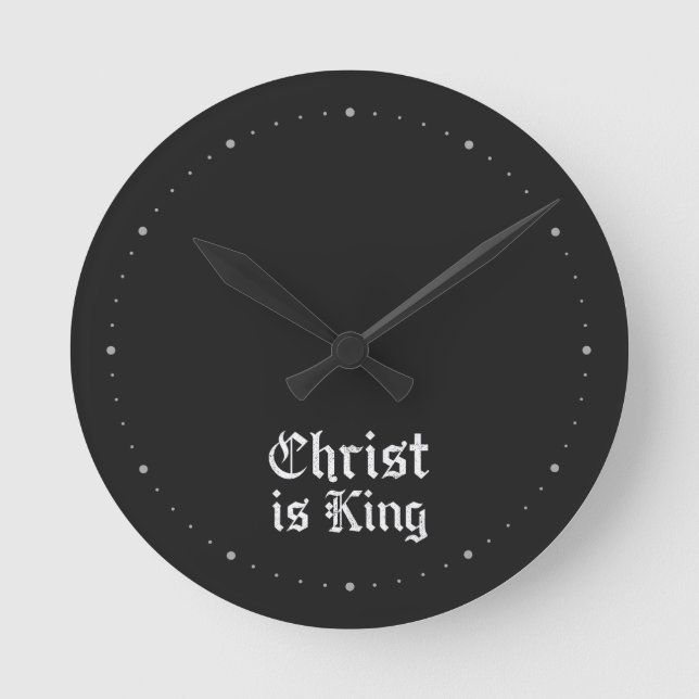 Relógio Redondo Jesus Cristo É Rei Arte Grunge Gothic Blackletter (Frente)